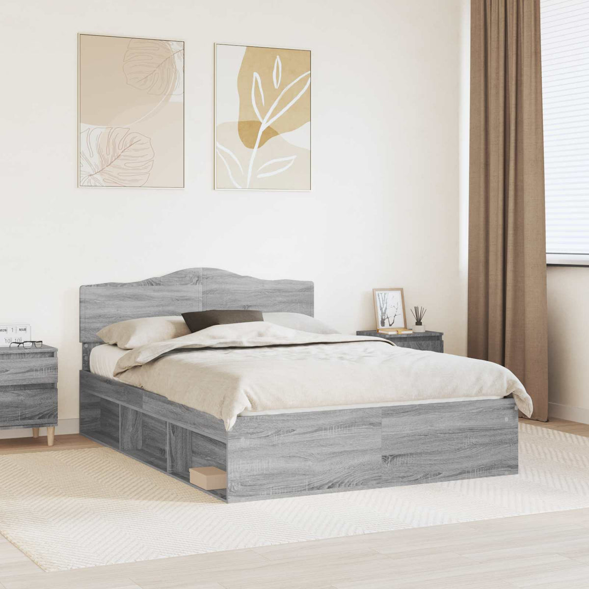 Bedframe Grijs Sonoma 140 x 200 cm Massief grenenhout is nu te koop bij PeponiXL, paradijselijk wonen!