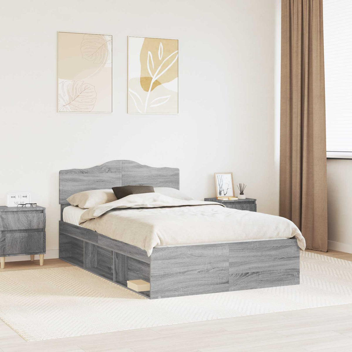 Bedframe Grijs Sonoma 120 x 200 cm Massief grenenhout is nu te koop bij PeponiXL, paradijselijk wonen!