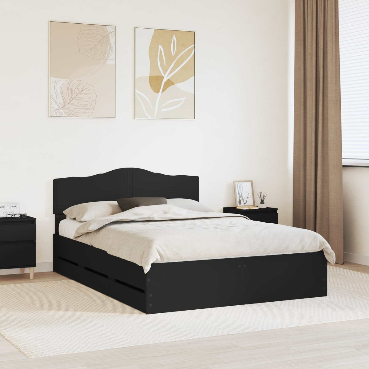 Bedframe met lade met opslag Zwart 150 x 200 cm Ingenieurshout is nu te koop bij PeponiXL, paradijselijk wonen!