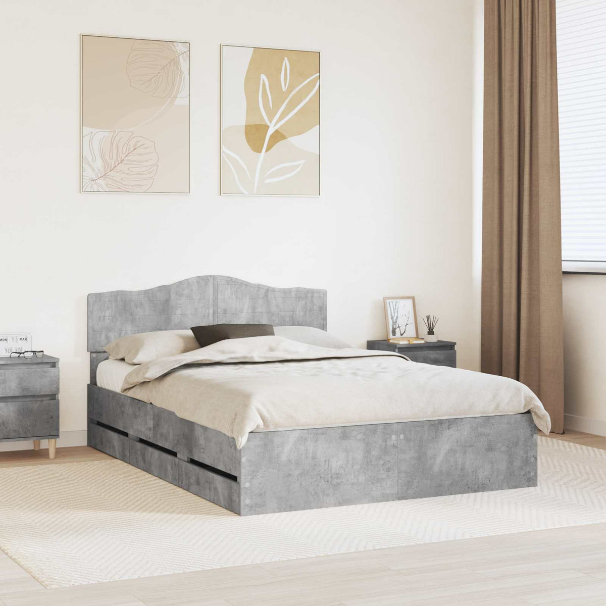 Bedframe met lade Beton Grijs 150 x 200 cm Ingenieurshout is nu te koop bij PeponiXL, paradijselijk wonen!