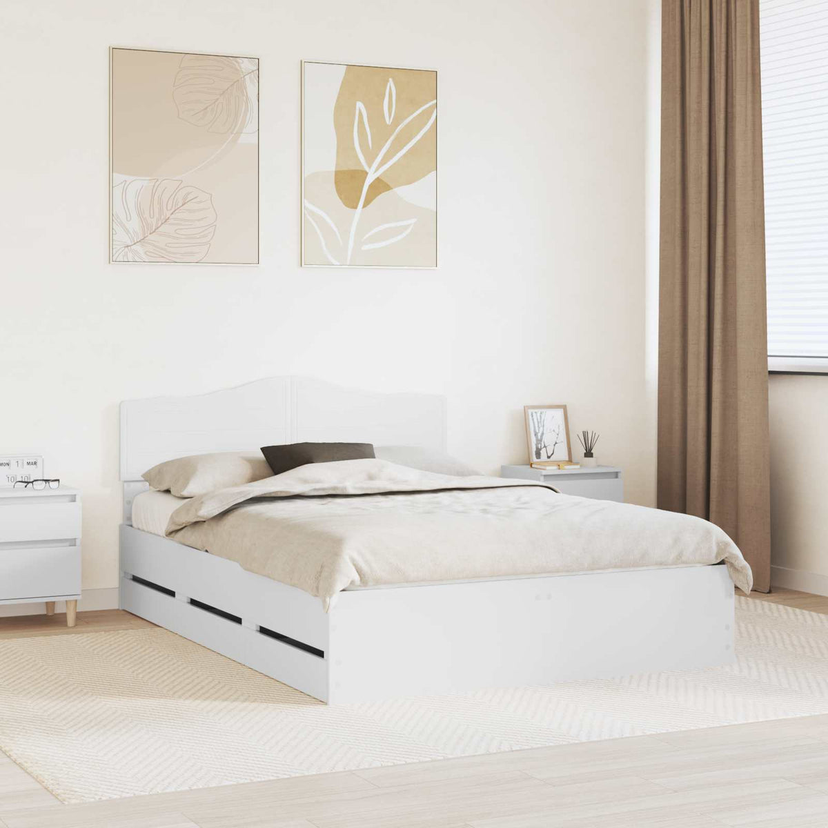 Bedframe met lade met opslag Wit 140 x 190 cm Ingenieurshout is nu te koop bij PeponiXL, paradijselijk wonen!