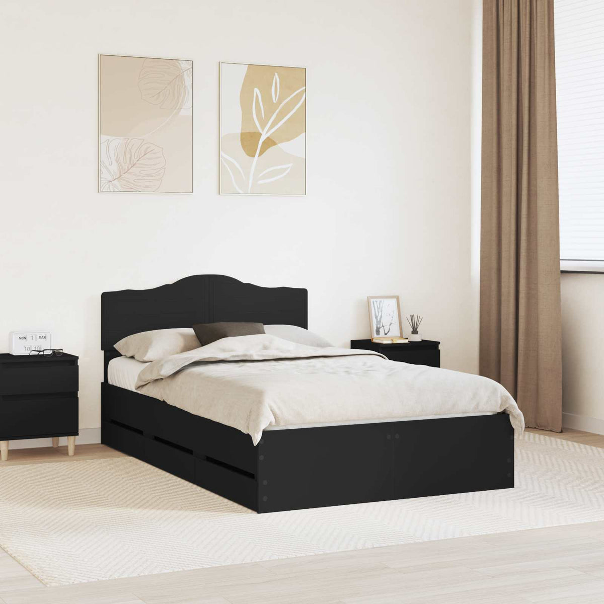 Bedframe met lade met opslag Zwart 120 x 190 cm Ingenieurshout is nu te koop bij PeponiXL, paradijselijk wonen!