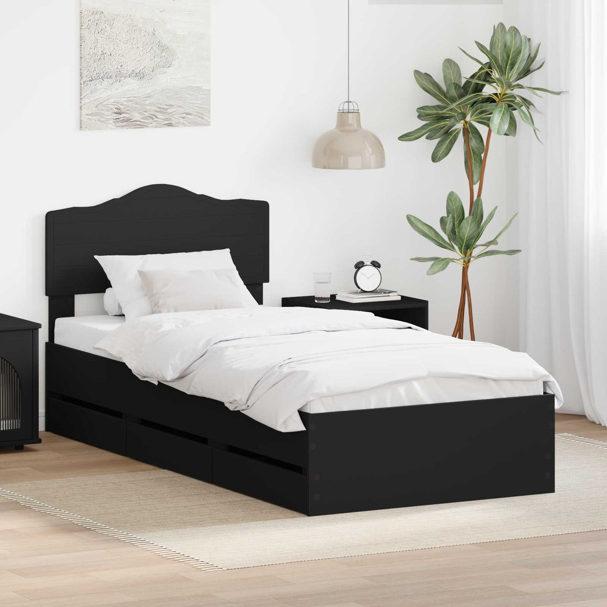Bedframe met lade met opslag Zwart 90 x 190 cm Ingenieurshout is nu te koop bij PeponiXL, paradijselijk wonen!