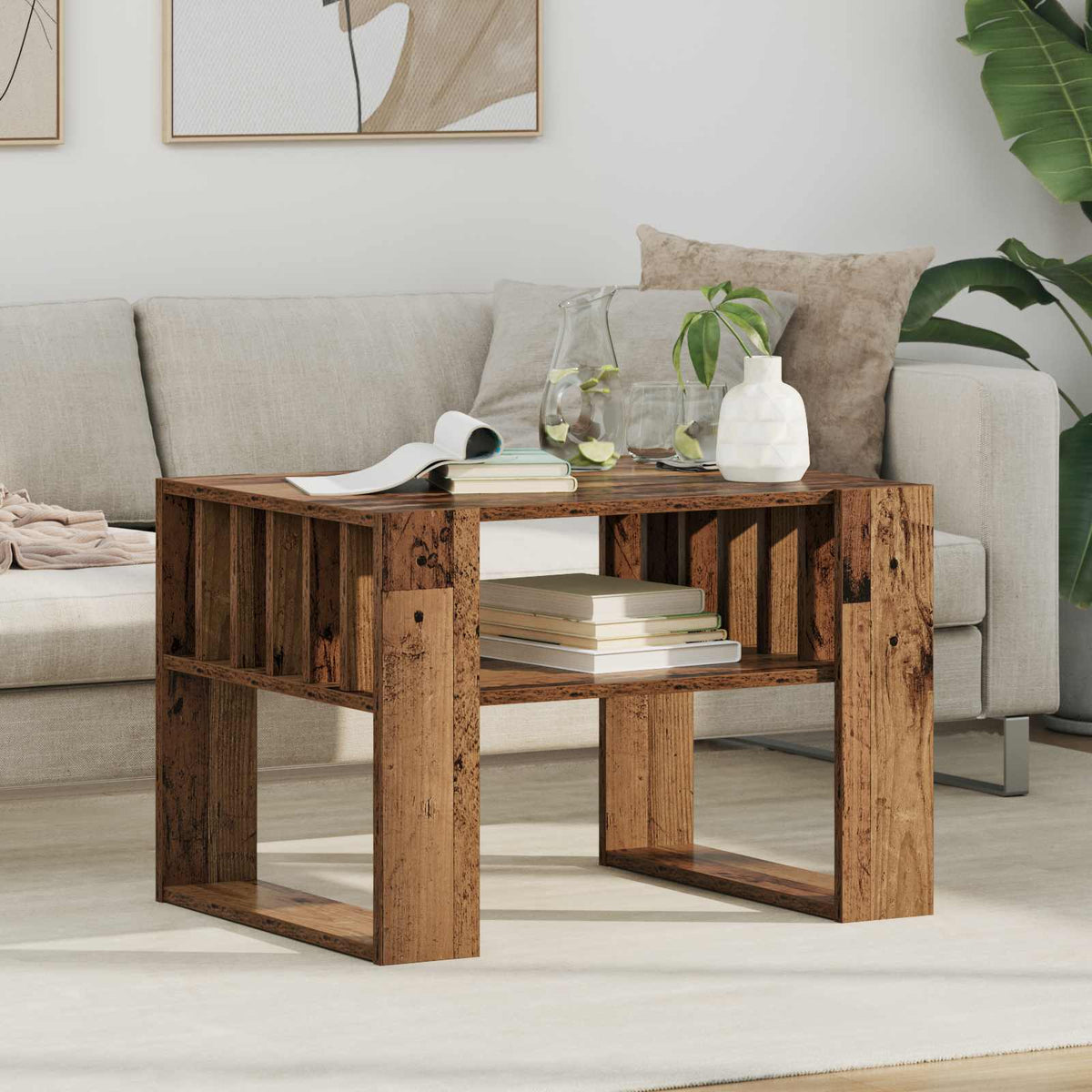 Salontafel Oudhout 66 x 49,5 x 45 cm Bewerkt hout is nu te koop bij PeponiXL, paradijselijk wonen!