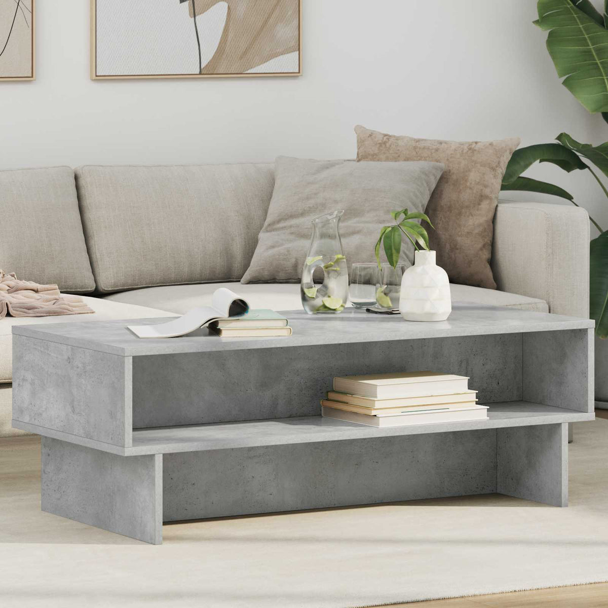 Salontafel Beton Grijs 100 x 46 x 35 cm Bewerkt hout is nu te koop bij PeponiXL, paradijselijk wonen!