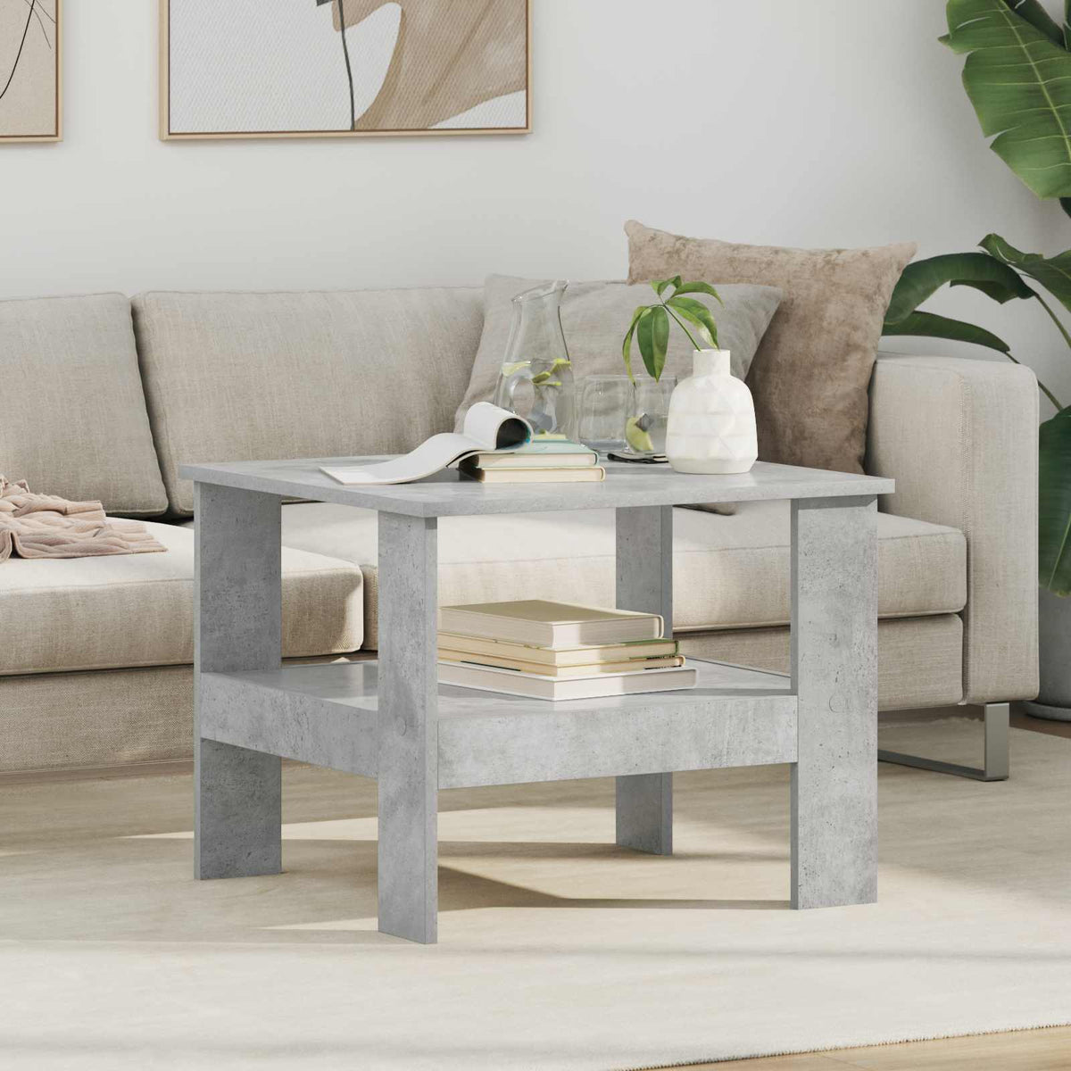 Salontafel Beton Grijs 57 x 55 x 45 cm Bewerkt hout is nu te koop bij PeponiXL, paradijselijk wonen!