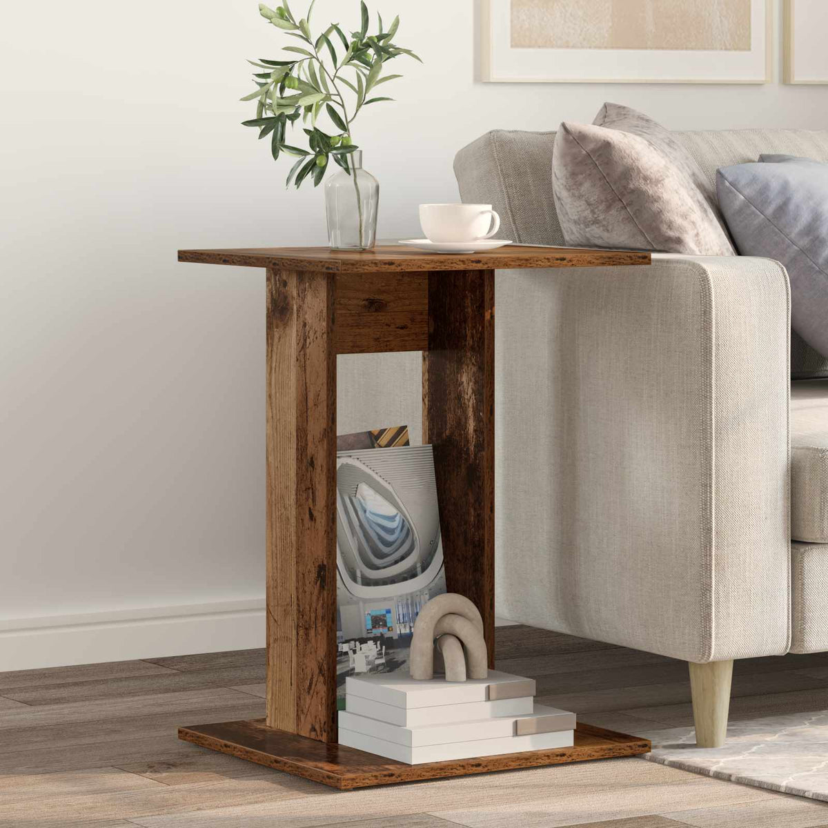 Bijzettafel Oudhout 45 x 40 x 62,5 cm Bewerkt hout is nu te koop bij PeponiXL, paradijselijk wonen!