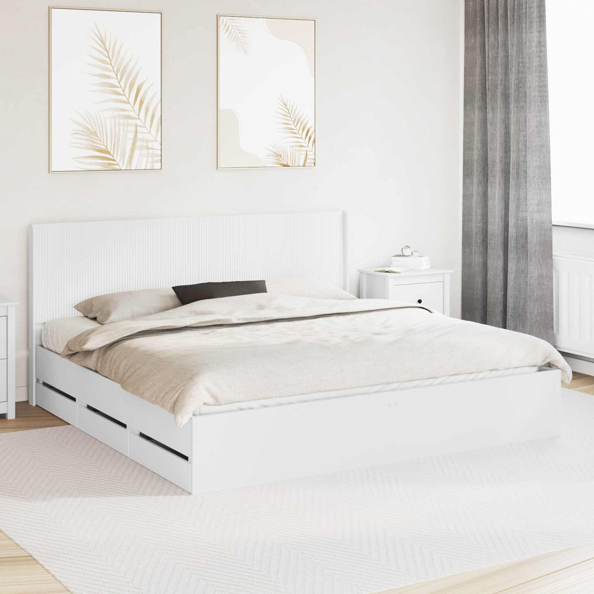 Bedframe met opbergruimte en hoofdbord Wit 180 x 200 cm is nu te koop bij PeponiXL, paradijselijk wonen!