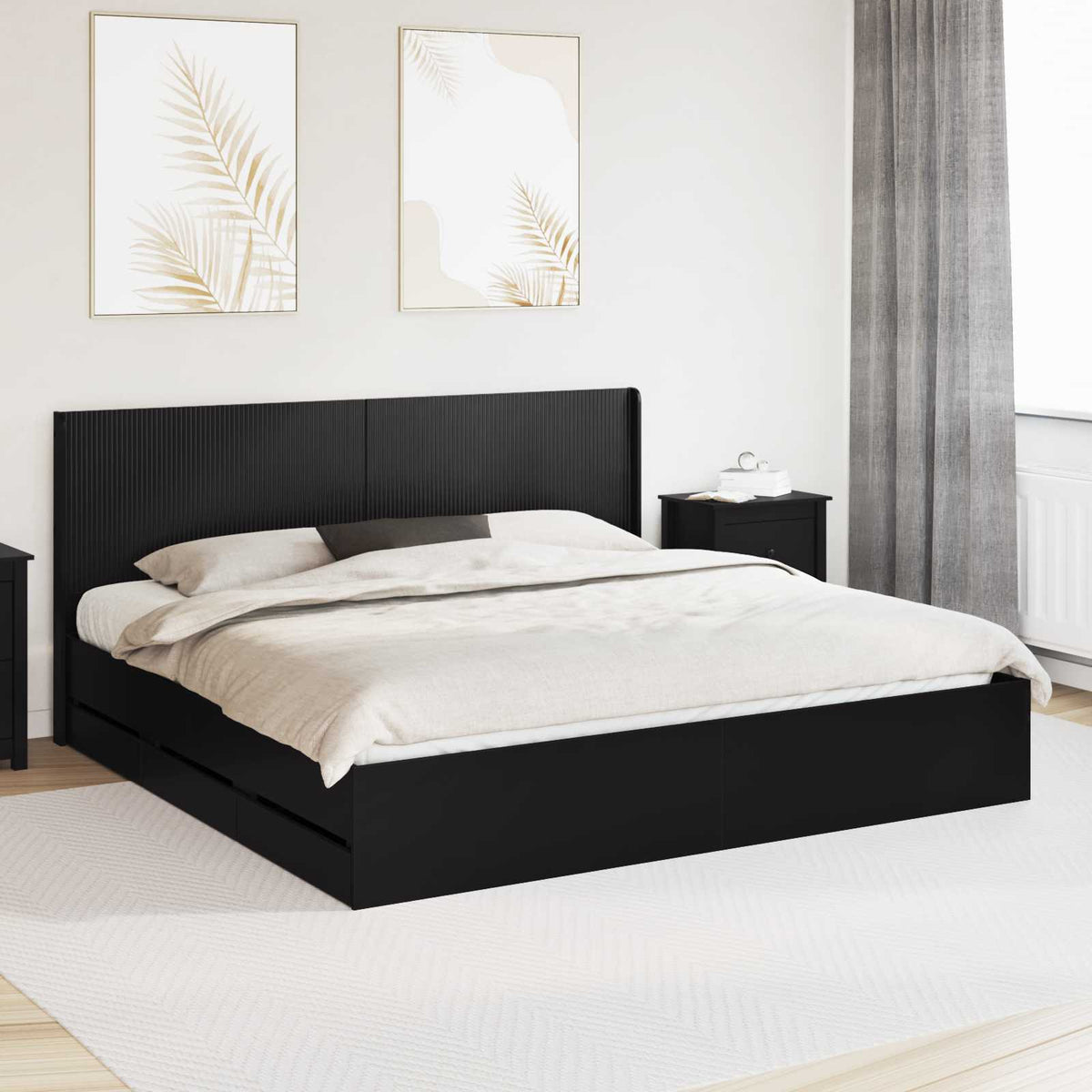 Bedframe met opbergruimte en hoofdbord Zwart 180 x 200 cm is nu te koop bij PeponiXL, paradijselijk wonen!