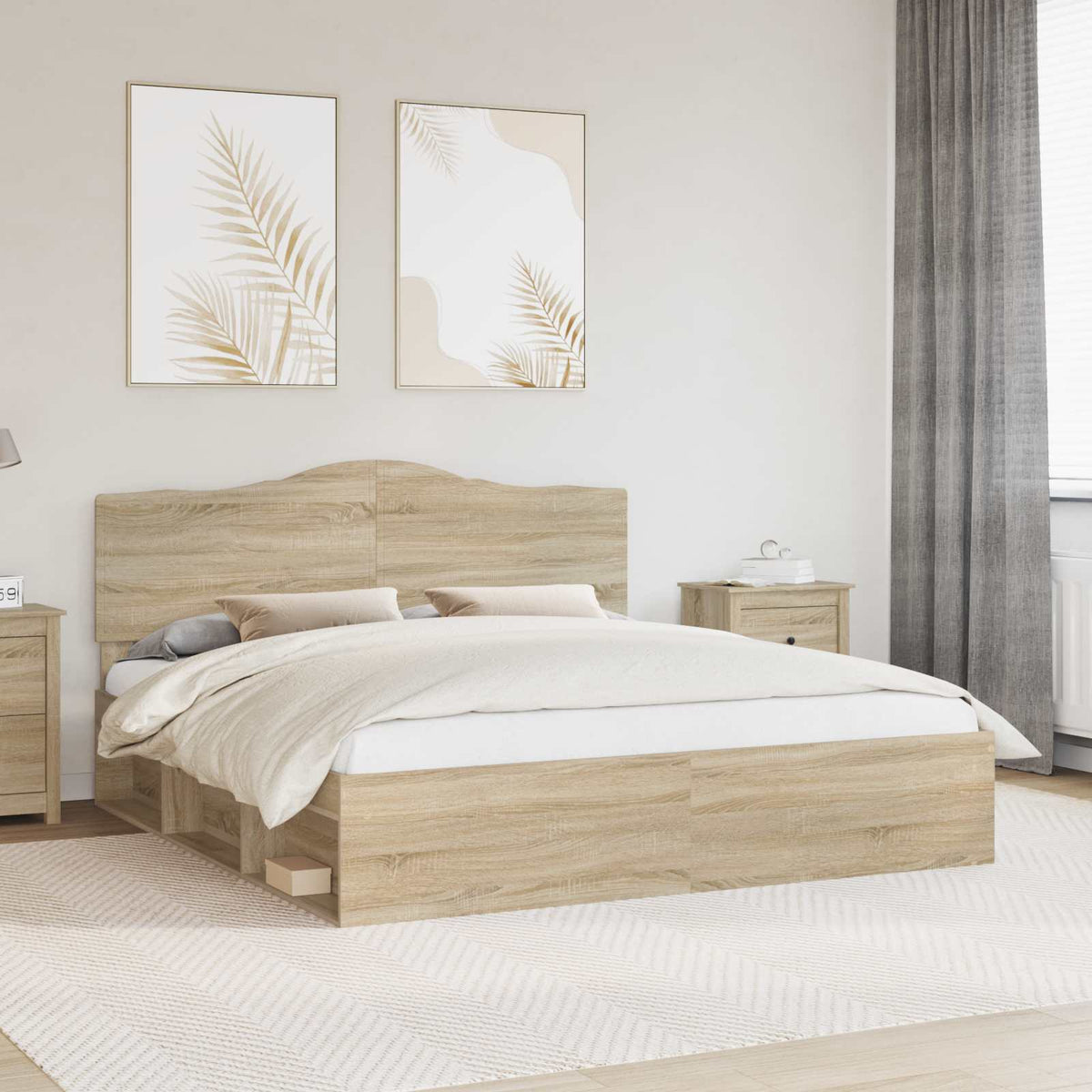 Bedframe met hoofdeinde Sonoma 180 x 200 cm Massief grenenhout is nu te koop bij PeponiXL, paradijselijk wonen!