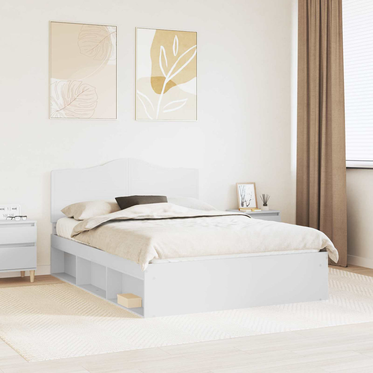 Bedframe met hoofdeinde Wit 140 x 200 cm Massief grenenhout is nu te koop bij PeponiXL, paradijselijk wonen!
