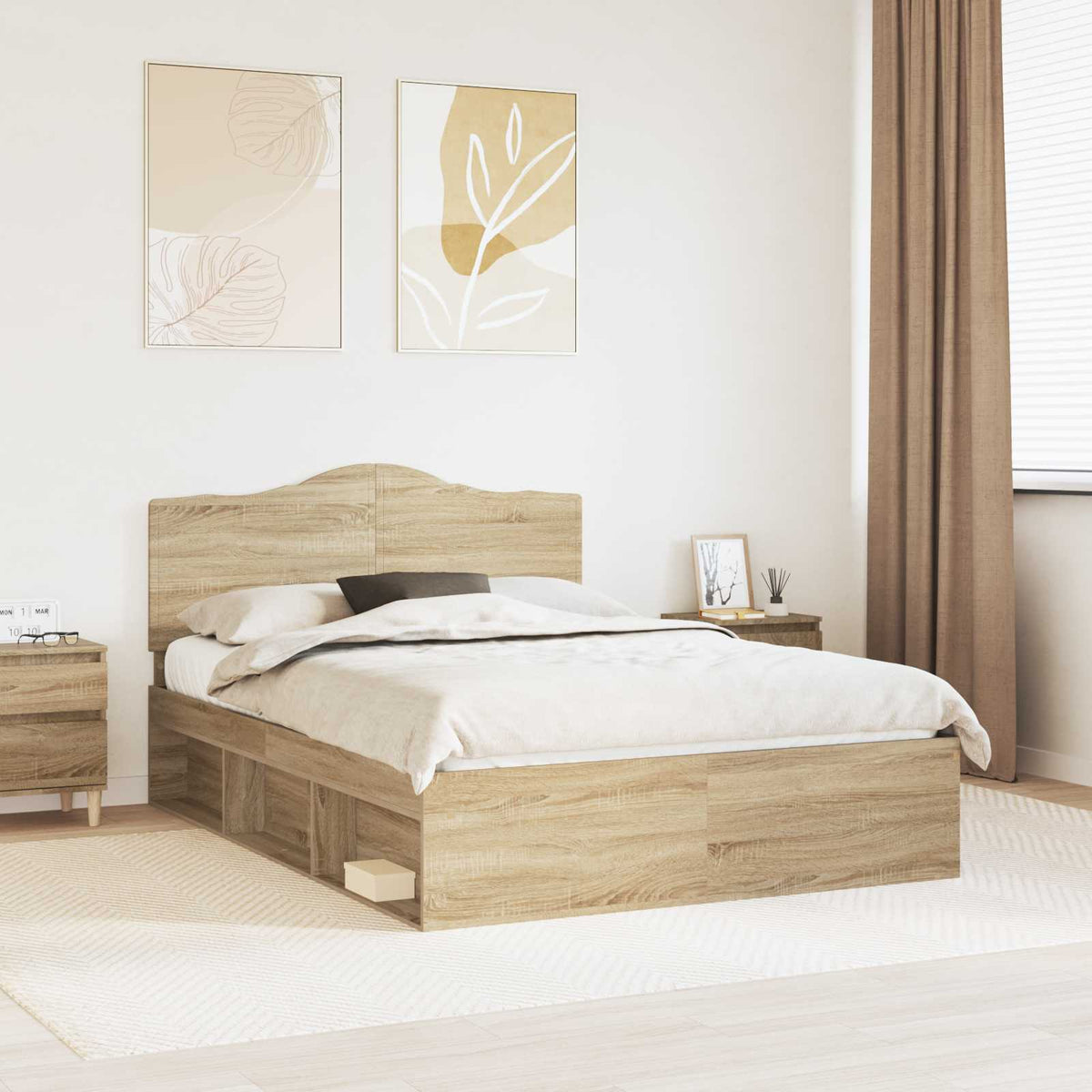 Bedframe met hoofdeinde Sonoma 140 x 200 cm Massief grenenhout is nu te koop bij PeponiXL, paradijselijk wonen!