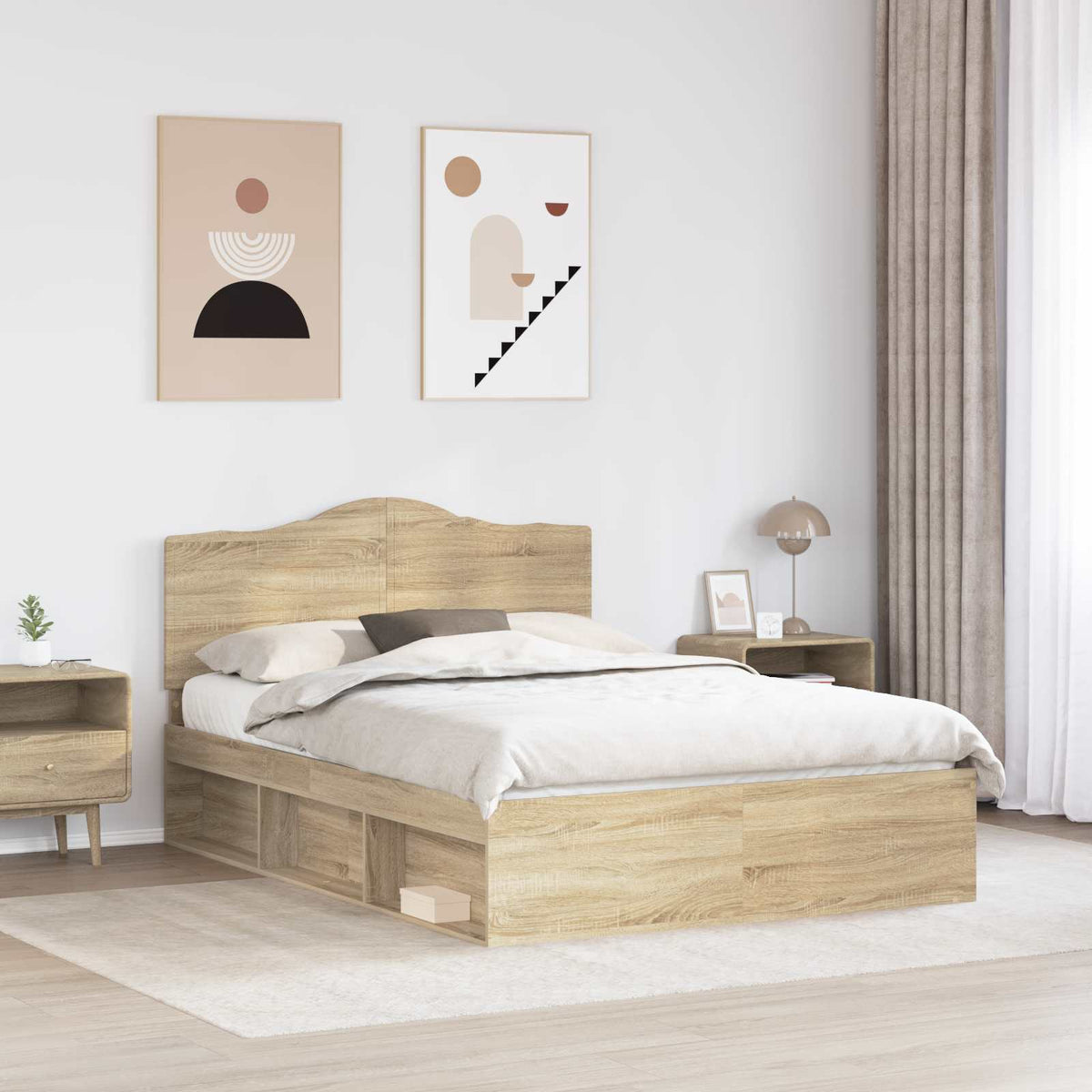 Bedframe met hoofdeinde Sonoma 140 x 190 cm Massief grenenhout is nu te koop bij PeponiXL, paradijselijk wonen!