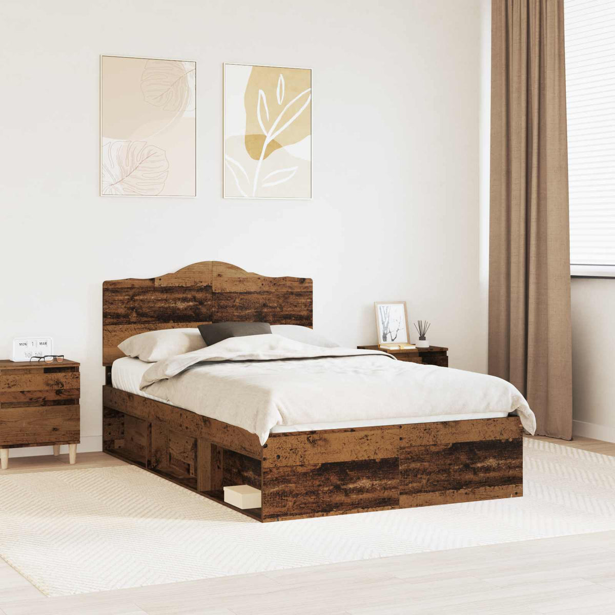 Bedframe met hoofdeinde Oudhout 120 x 200 cm Massief grenenhout is nu te koop bij PeponiXL, paradijselijk wonen!