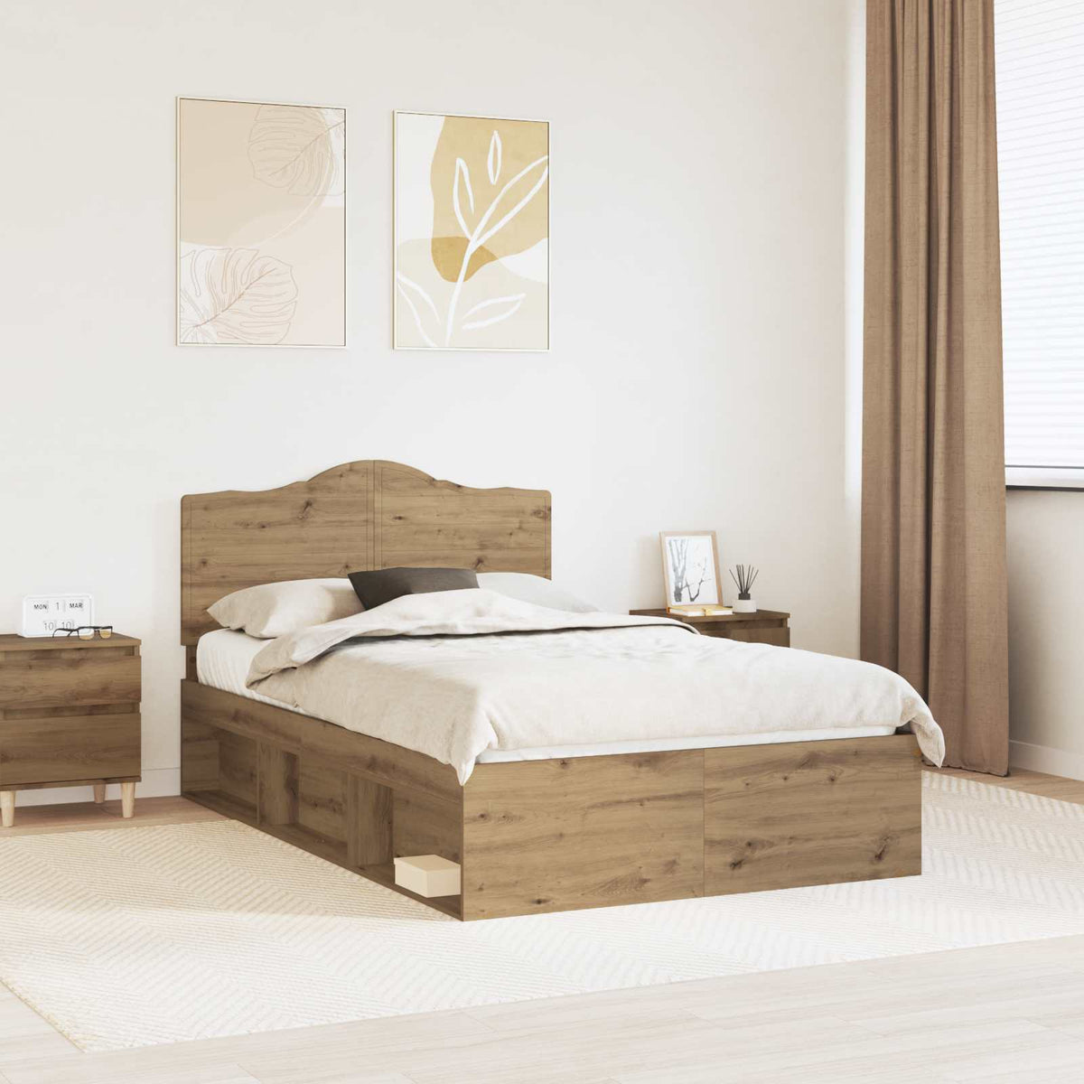 Bedframe Ambachtelijk eiken 120 x 200 cm Massief grenenhout is nu te koop bij PeponiXL, paradijselijk wonen!