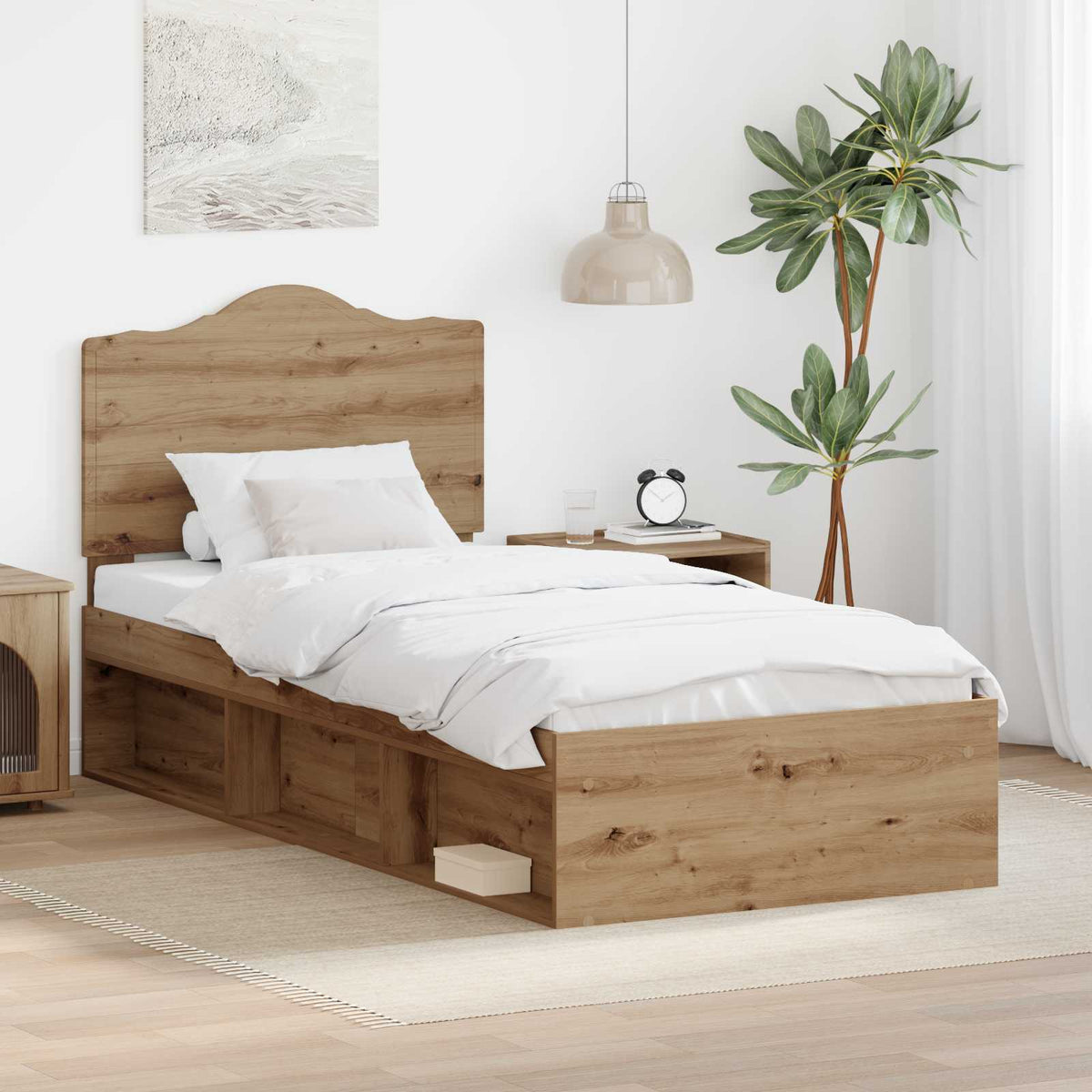 Bedframe Ambachtelijk eiken 90 x 190 cm Massief grenenhout is nu te koop bij PeponiXL, paradijselijk wonen!
