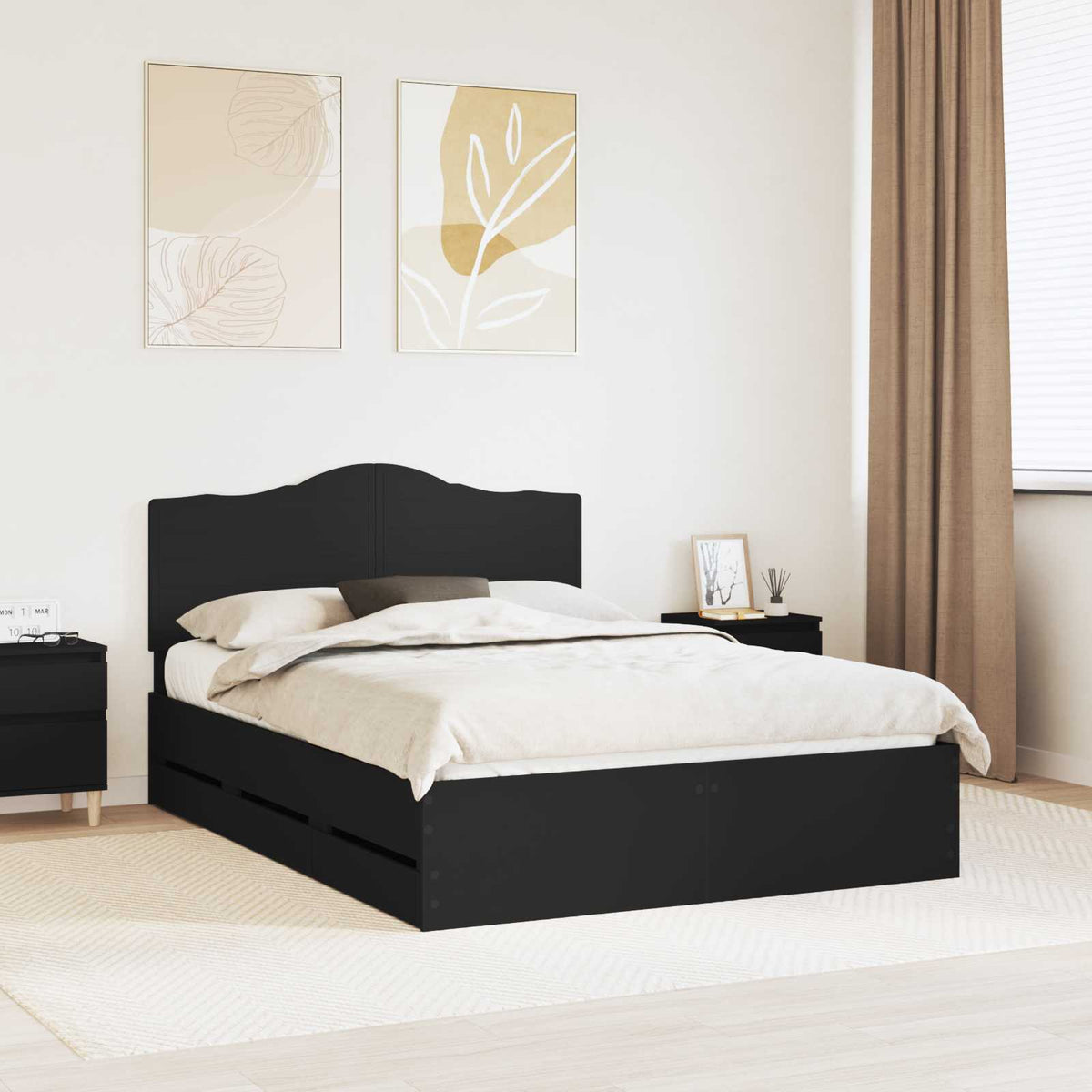 Bedframe met lade met opslag Zwart 160 x 200 cm Ingenieurshout is nu te koop bij PeponiXL, paradijselijk wonen!