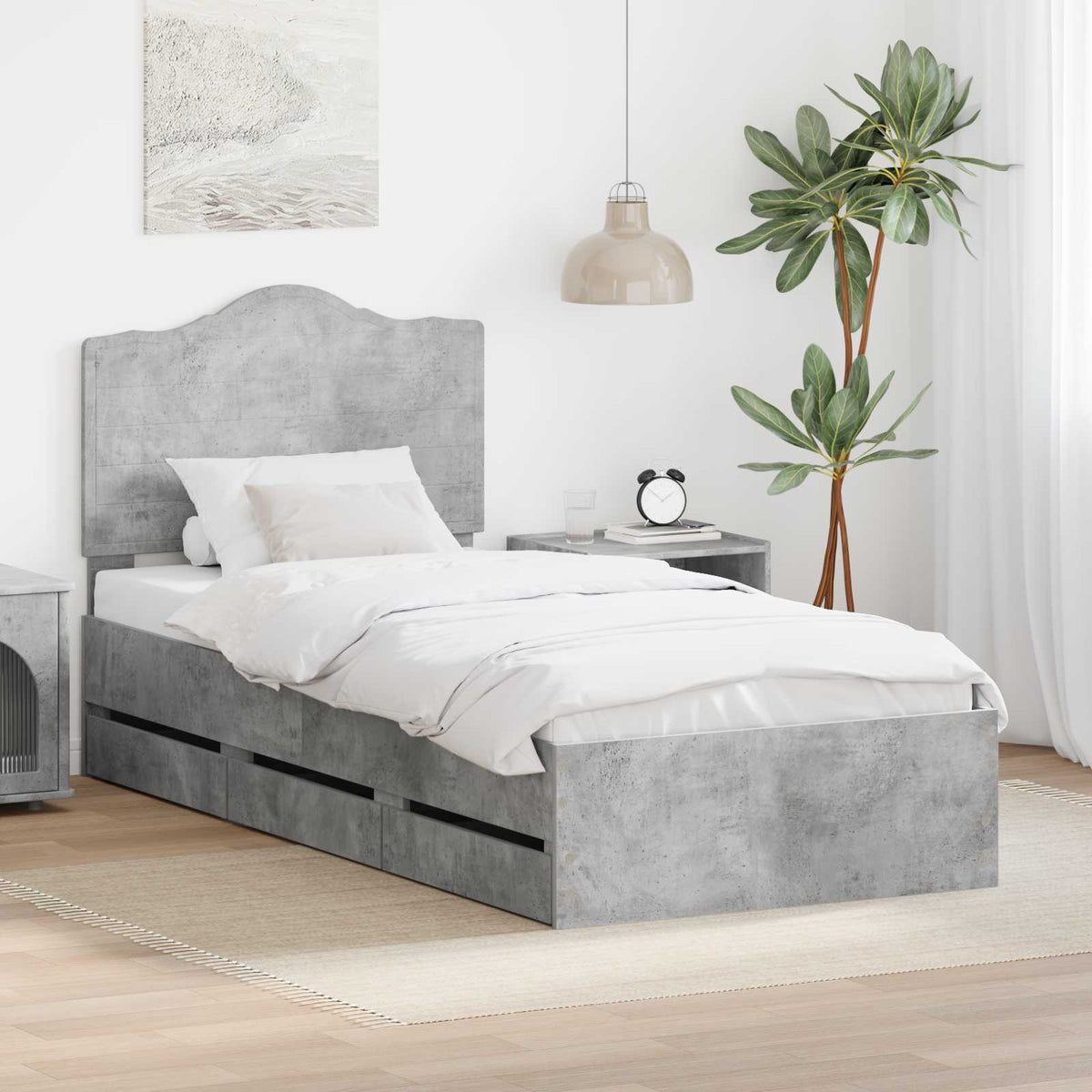Bedframe met lade Beton Grijs 90 x 200 cm Ingenieurshout is nu te koop bij PeponiXL, paradijselijk wonen!