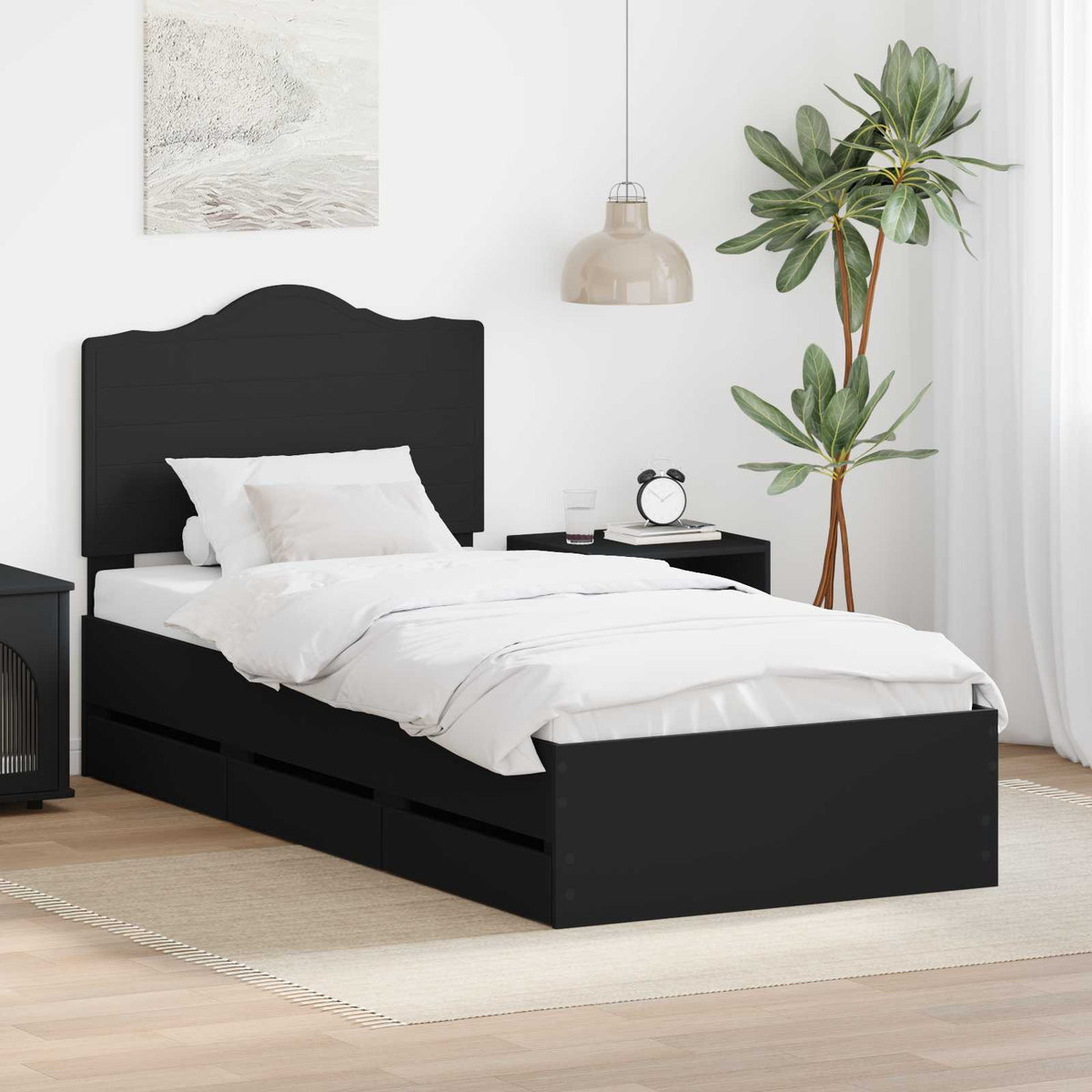 Bedframe met lade met opslag Zwart 75 x 190 cm Ingenieurshout is nu te koop bij PeponiXL, paradijselijk wonen!