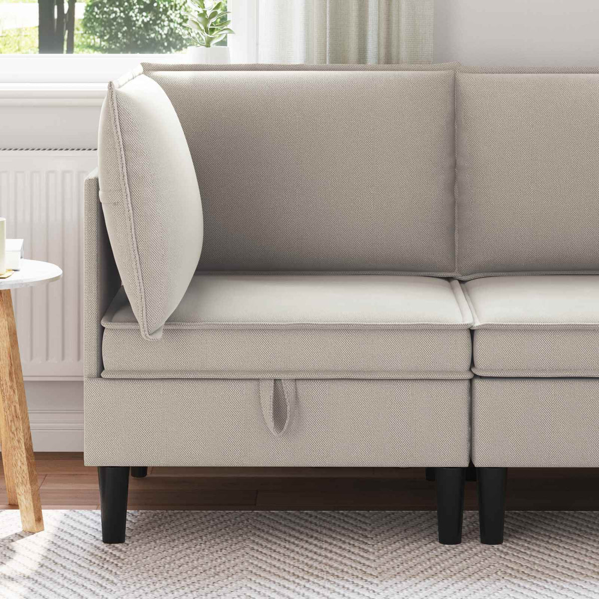 Hoeksofa met Opbergruimte Havermout Fluweel is nu te koop bij PeponiXL, paradijselijk wonen!