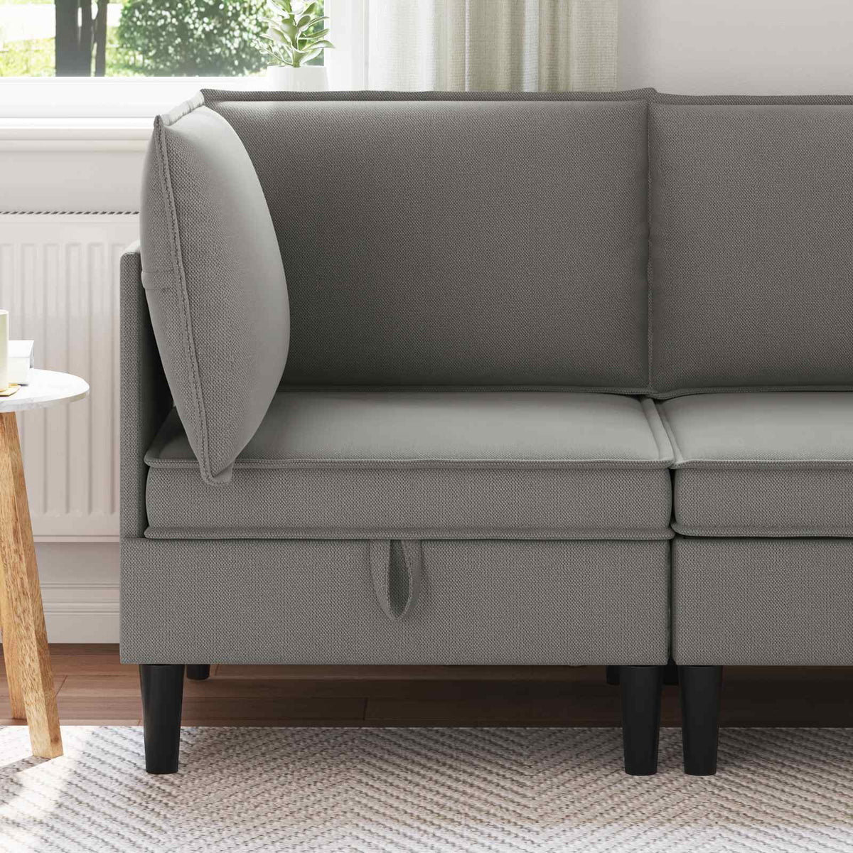 Hoeksofa met Opbergruimte Donkergrijs Fluweel is nu te koop bij PeponiXL, paradijselijk wonen!