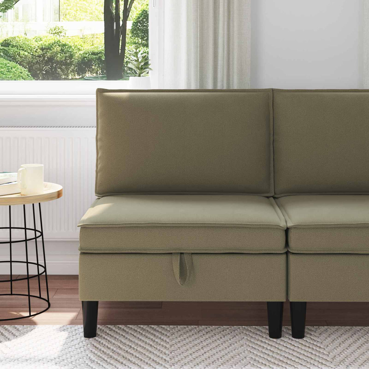 Middelse Sofa met Opbergruimte Kaki Fluweel is nu te koop bij PeponiXL, paradijselijk wonen!