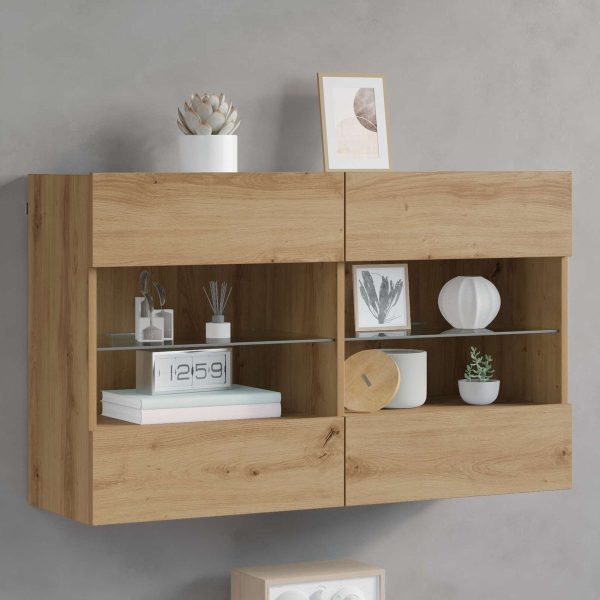 TV-wandkast Artisan Eiken 98,5 x 30 x 60,5 cm Bewerkt hout is nu te koop bij PeponiXL, paradijselijk wonen!