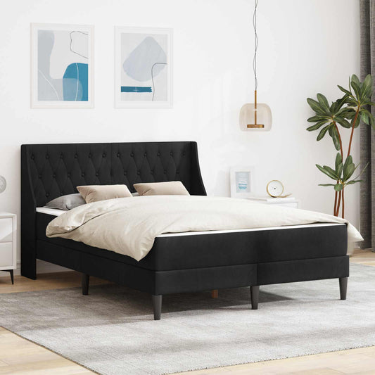 Bedframe met matras met matras Zwart 140 x 190 cm Fluweel is nu te koop bij PeponiXL, paradijselijk wonen!