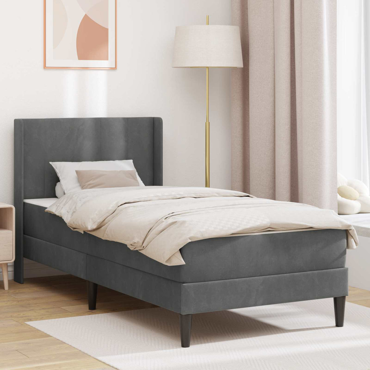 Bedframe met matras Donkergrijs 80 x 200 cm Fluweel is nu te koop bij PeponiXL, paradijselijk wonen!