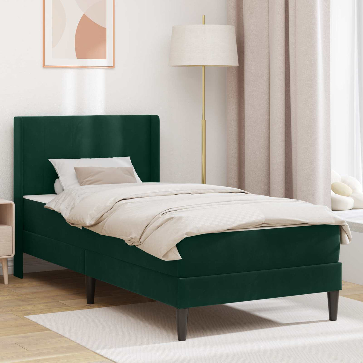 Bedframe met matras Donkergroen 100 x 200 cm Fluweel is nu te koop bij PeponiXL, paradijselijk wonen!