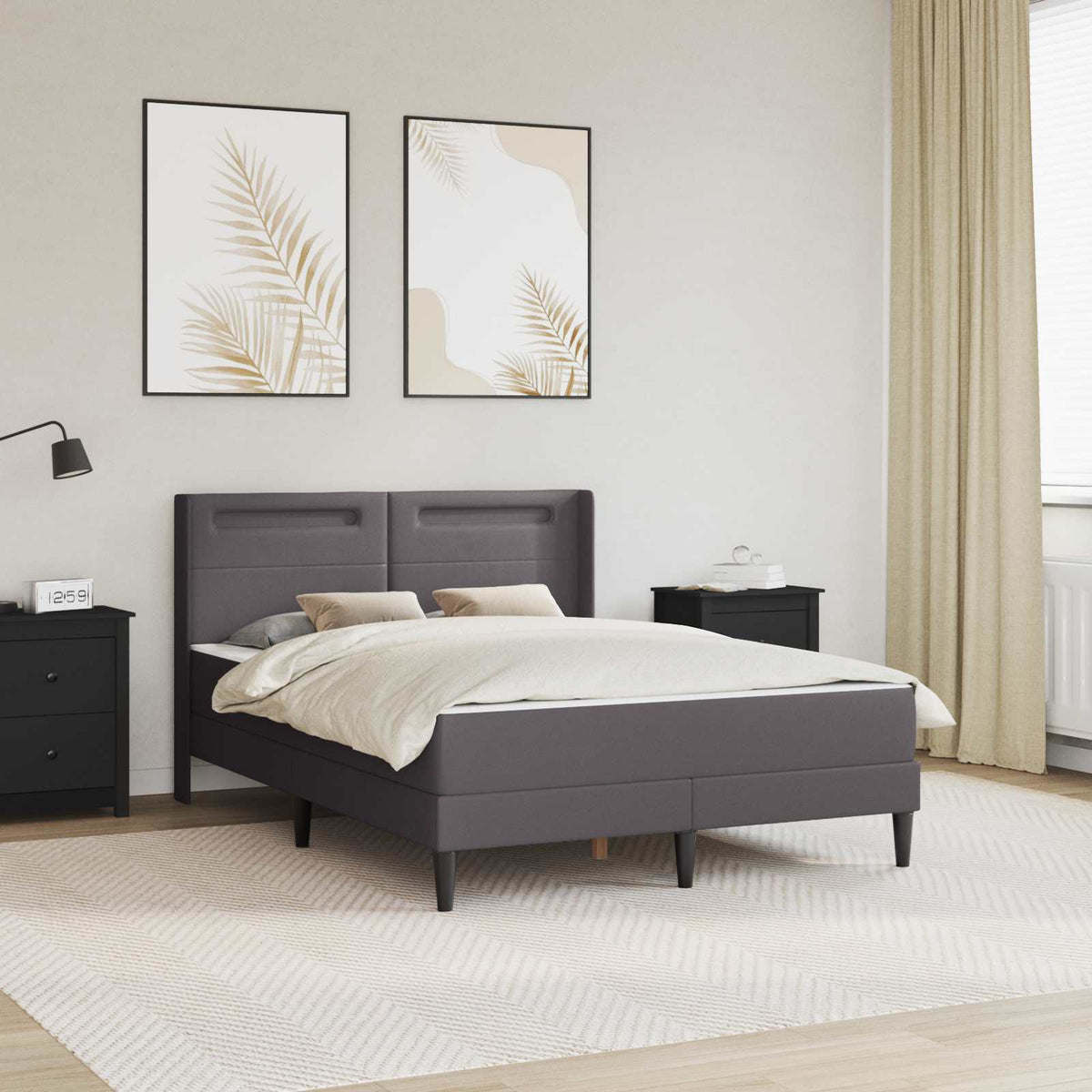Bedframe met matras Grijs 140 x 200 cm Kunstleer is nu te koop bij PeponiXL, paradijselijk wonen!