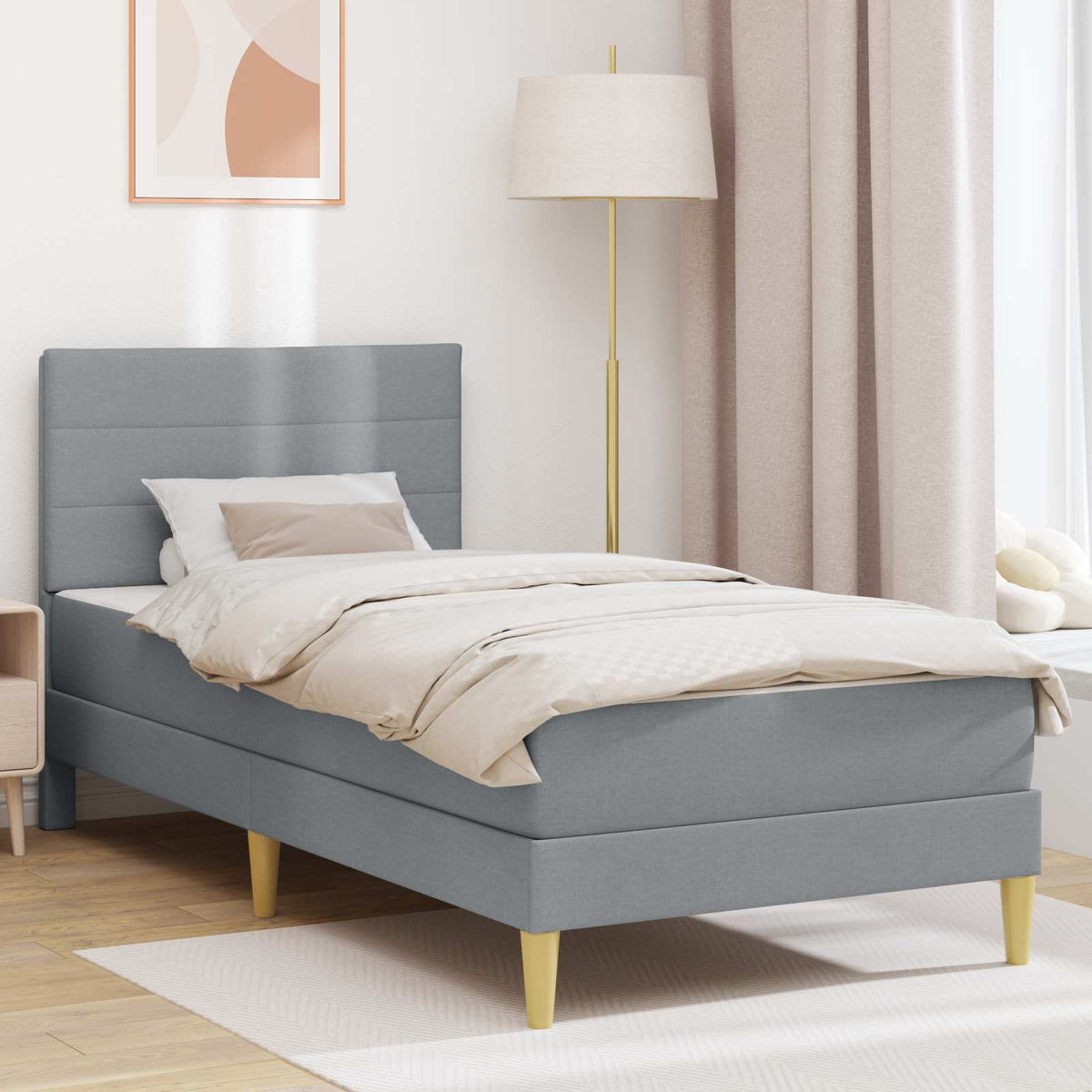 Bedframe Lichtgrijs 90 x 200 cm Polyester is nu te koop bij PeponiXL, paradijselijk wonen!