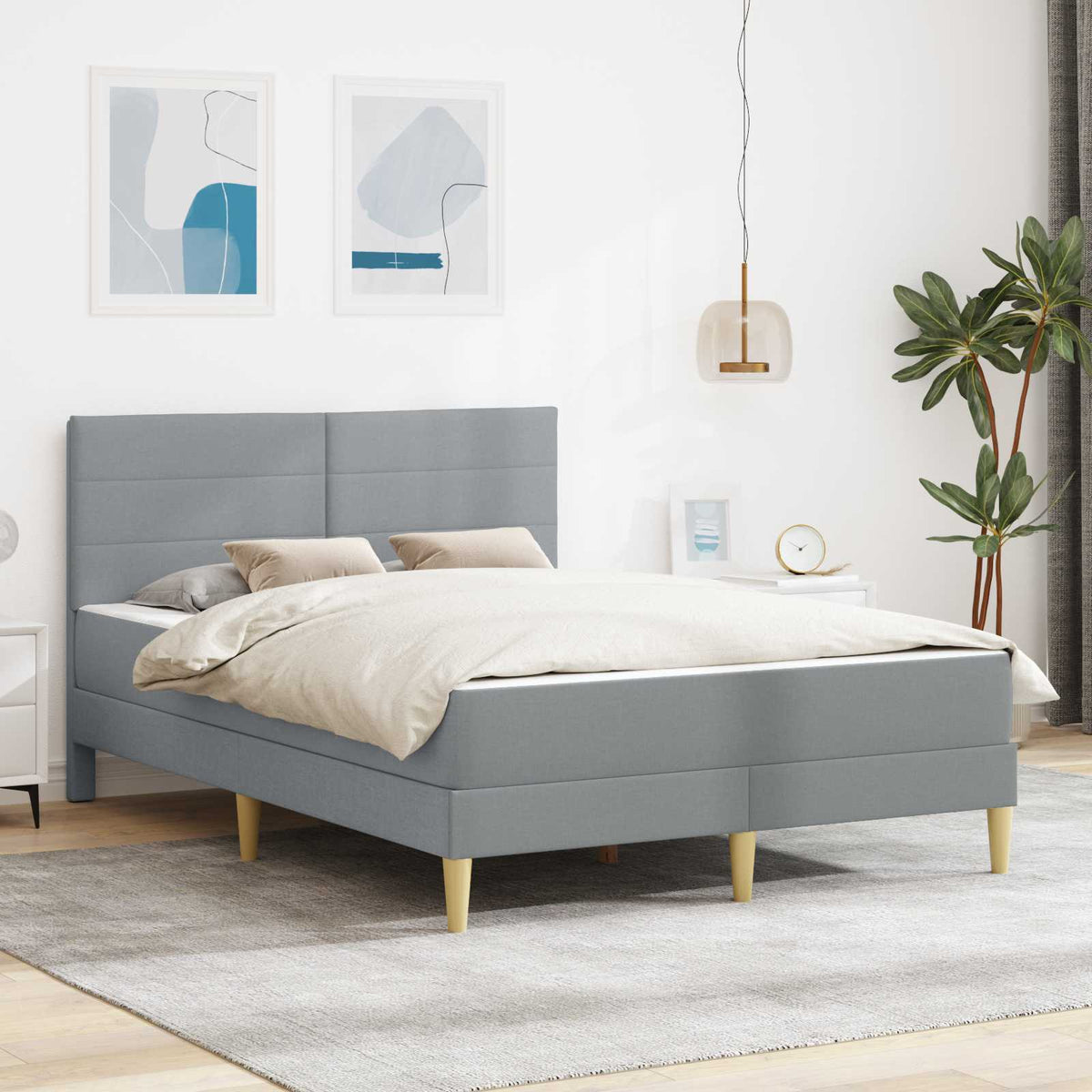 Bedframe Lichtgrijs 140 x 200 cm Polyester is nu te koop bij PeponiXL, paradijselijk wonen!