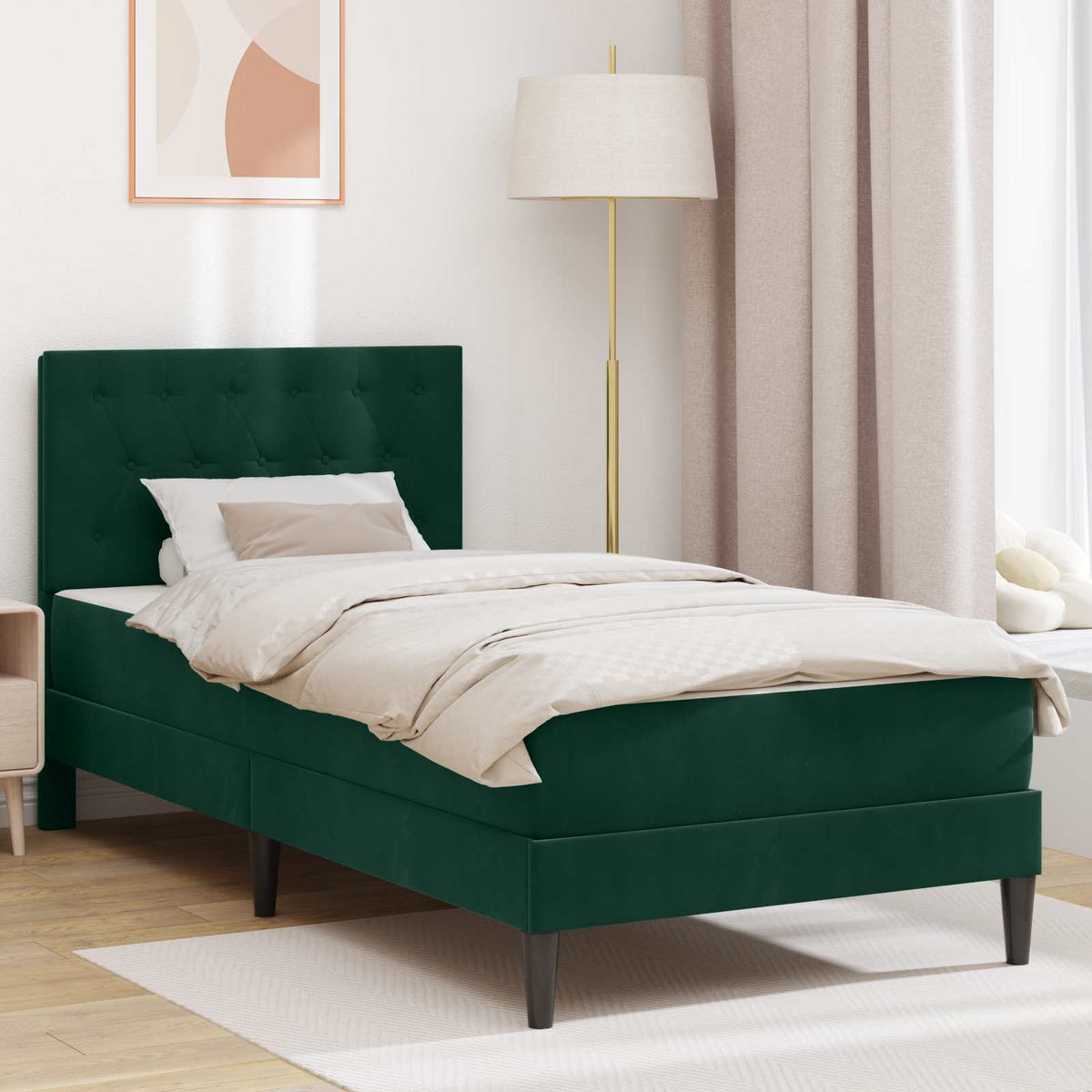 Bedframe met matras Donkergroen 90 x 190 cm Fluweel is nu te koop bij PeponiXL, paradijselijk wonen!