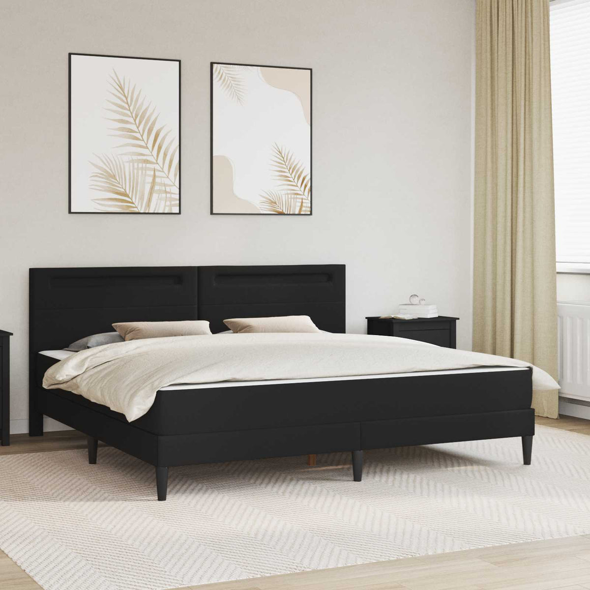 Bedframe met LED-stripverlichting Zwart 180 x 200 cm Kunstleer is nu te koop bij PeponiXL, paradijselijk wonen!