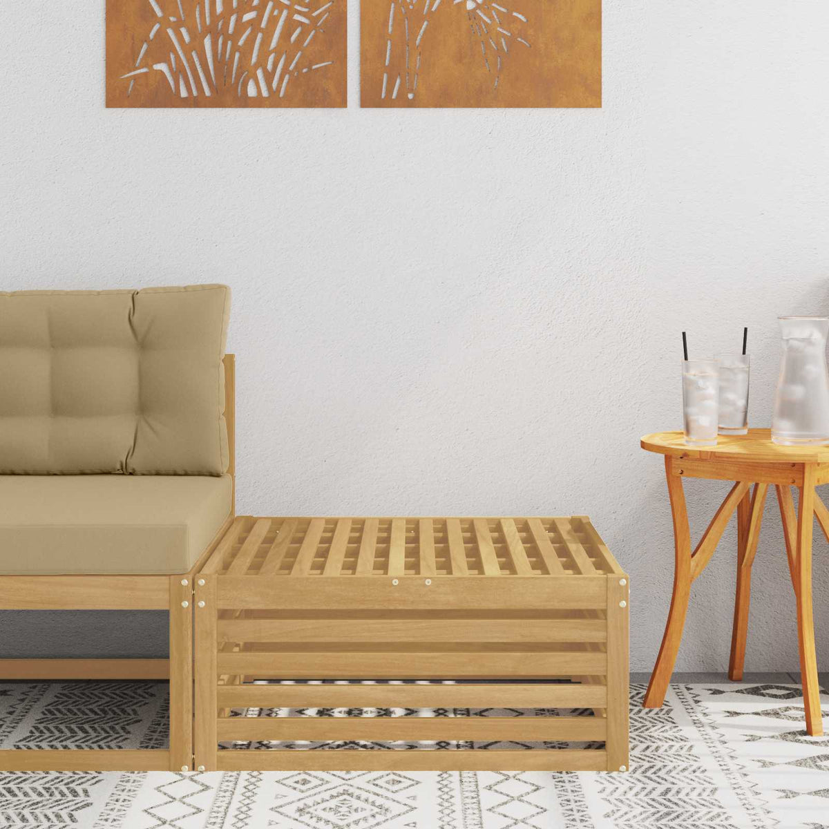 Buiten Voetenbank Massief Acaciahout Wit 79 x 79 x 37 cm is nu te koop bij PeponiXL, paradijselijk wonen!