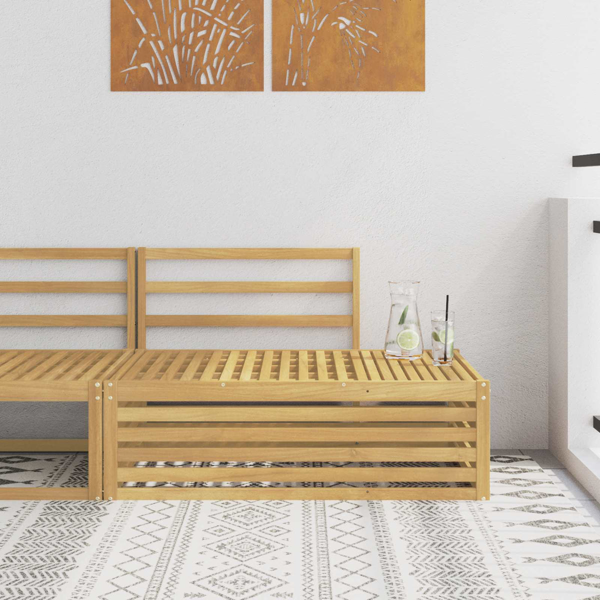 Buiten Eindbank Wit 115 x 83 x 73 cm Massief Acaciahout is nu te koop bij PeponiXL, paradijselijk wonen!