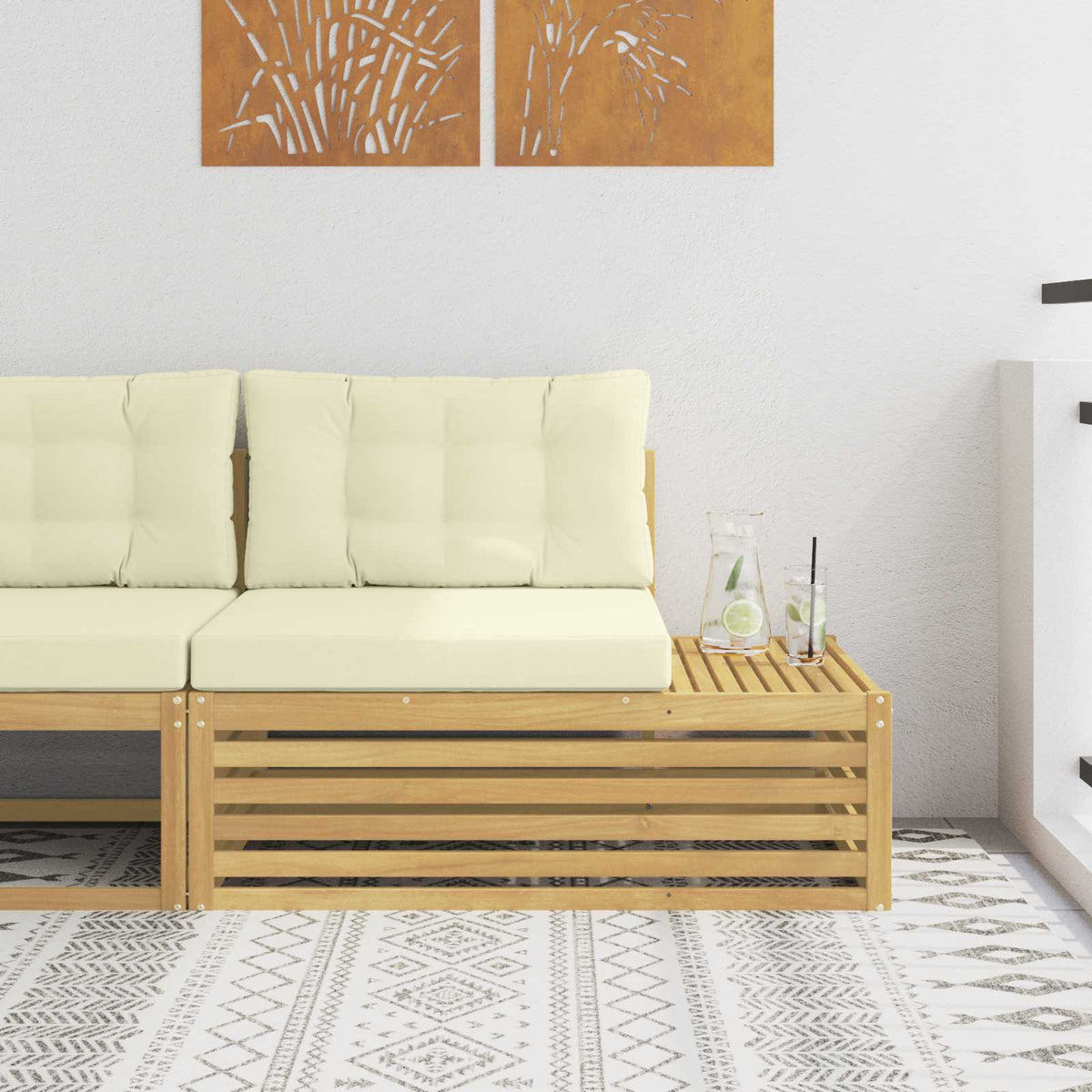 Buiten Eindbank Wit 115 x 83 x 73 cm Massief Acaciahout is nu te koop bij PeponiXL, paradijselijk wonen!
