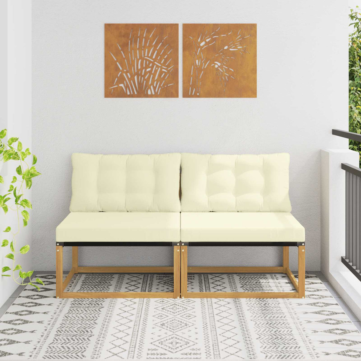 Buiten Midden Sofa Massief Acaciahout en Textilene Wit is nu te koop bij PeponiXL, paradijselijk wonen!