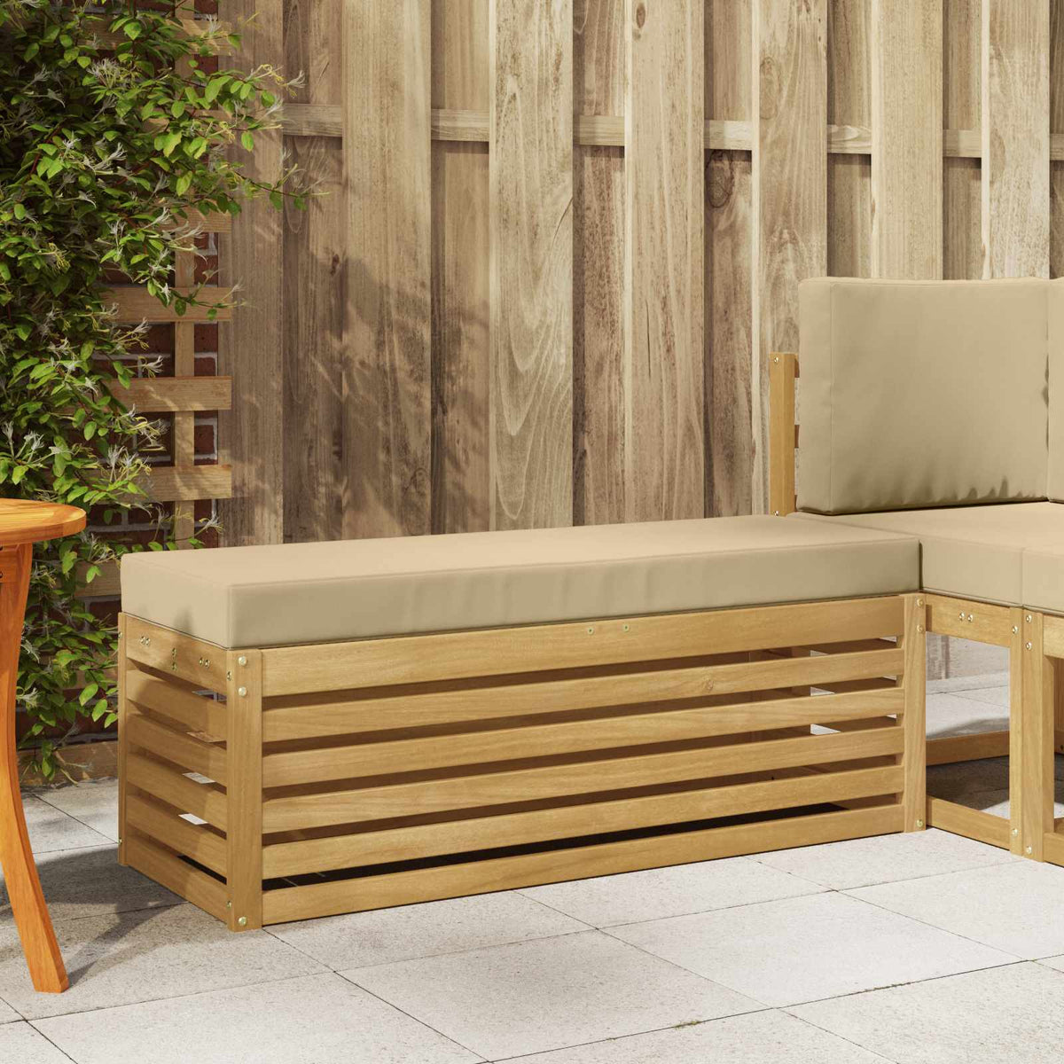 Buitenstoolbank Wit 115 x 43 x 45 cm Massief Acaciahout is nu te koop bij PeponiXL, paradijselijk wonen!