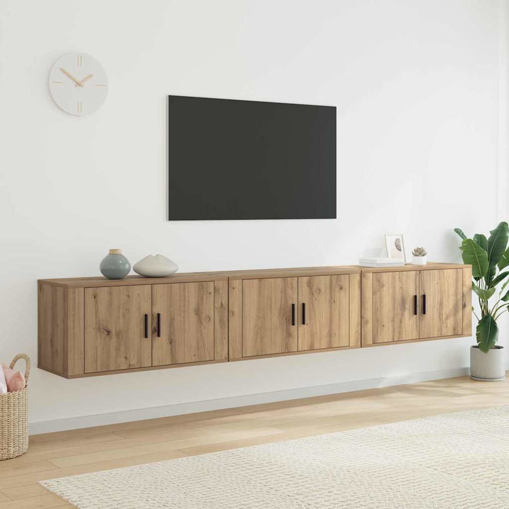 Wandtv-kast Set 3 pcs Artisan Eiken 80 x 34,5 x 40 cm is nu te koop bij PeponiXL, paradijselijk wonen!