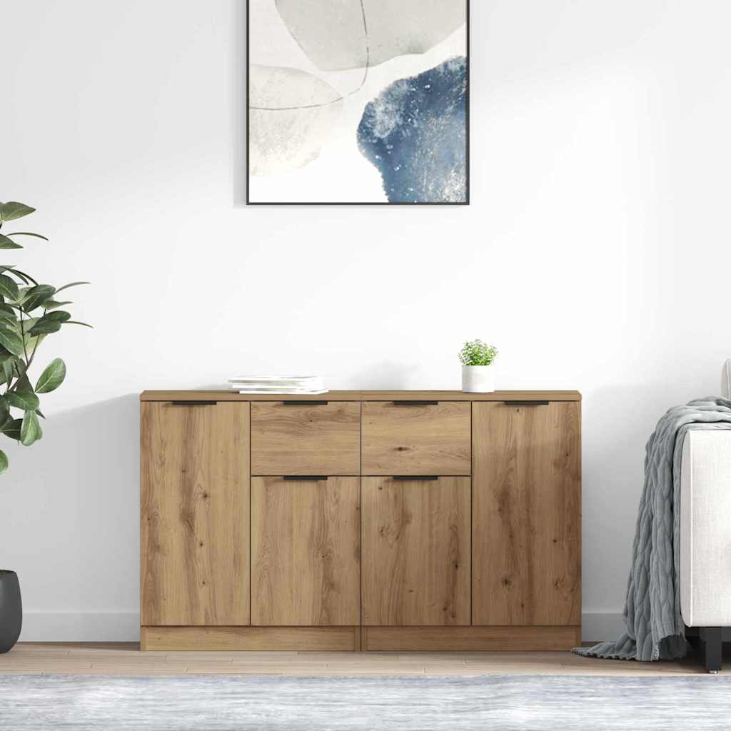 Dressoirs 2 pcs Artisan Eiken 60 x 30 x 70 cm Bewerkt hout is nu te koop bij PeponiXL, paradijselijk wonen!