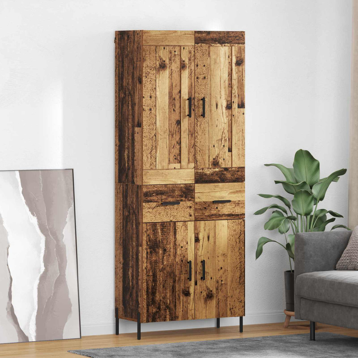 Hoge kast 2 pcs Oud Hout Bewerkt hout is nu te koop bij PeponiXL, paradijselijk wonen!