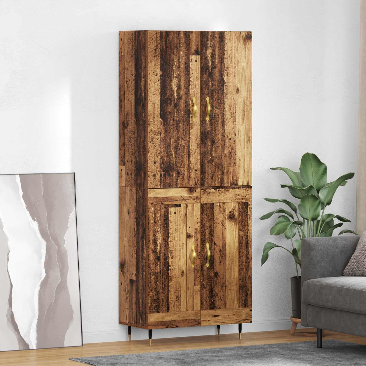 Highboard Oud Hout 69,5 x 34 x 180 cm Bewerkt hout is nu te koop bij PeponiXL, paradijselijk wonen!