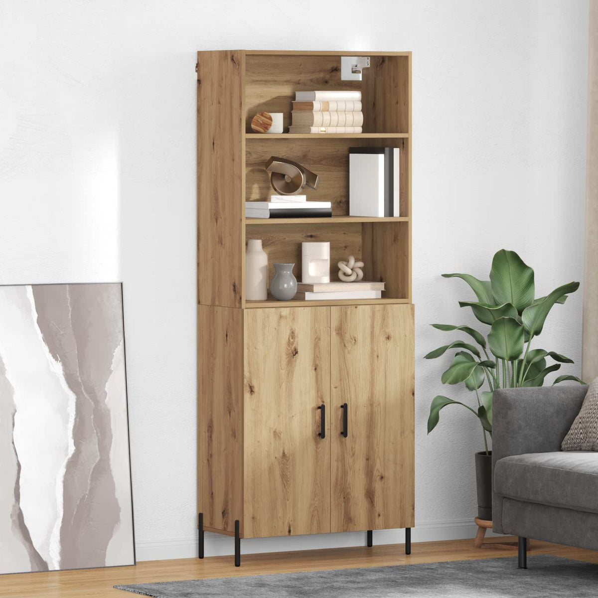Hoge kast Artisan Eiken 69,5 x 32,5 x 180 cm Bewerkt hout is nu te koop bij PeponiXL, paradijselijk wonen!