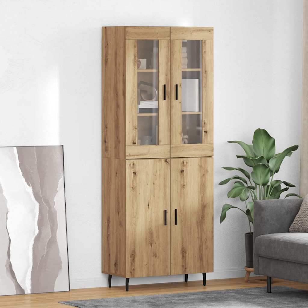 Hoge kast 2 pcs Artisan Eiken Geengineerd Hout en Glas is nu te koop bij PeponiXL, paradijselijk wonen!