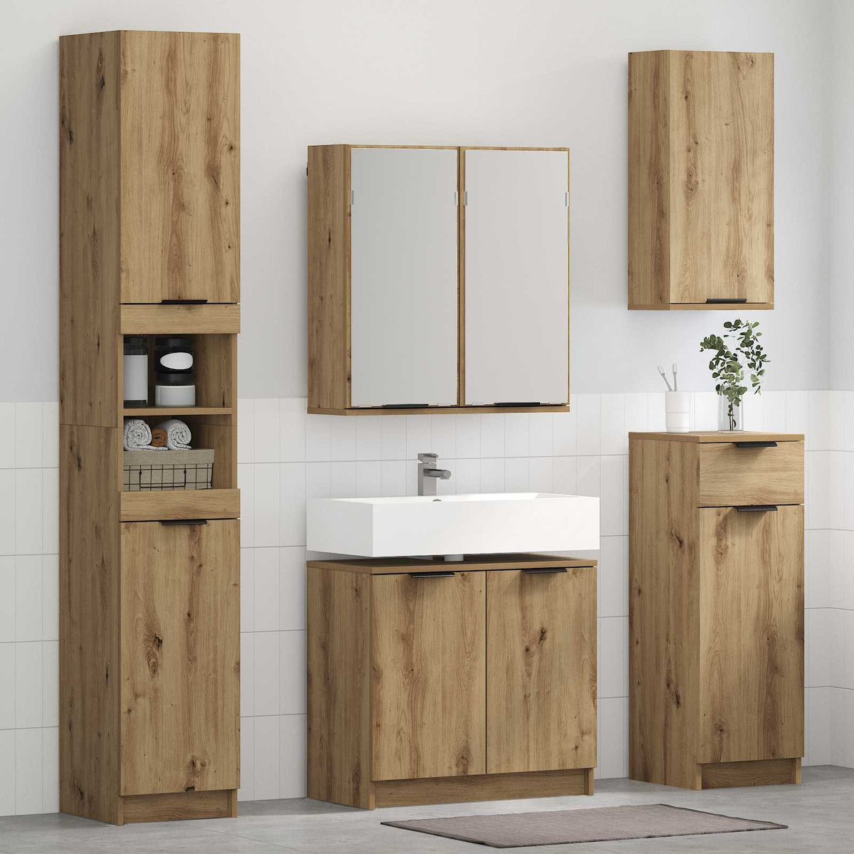 Badkamermeubelset 3 st Artisan Eiken 64,5 x 33,5 x 59 cm is nu te koop bij PeponiXL, paradijselijk wonen!