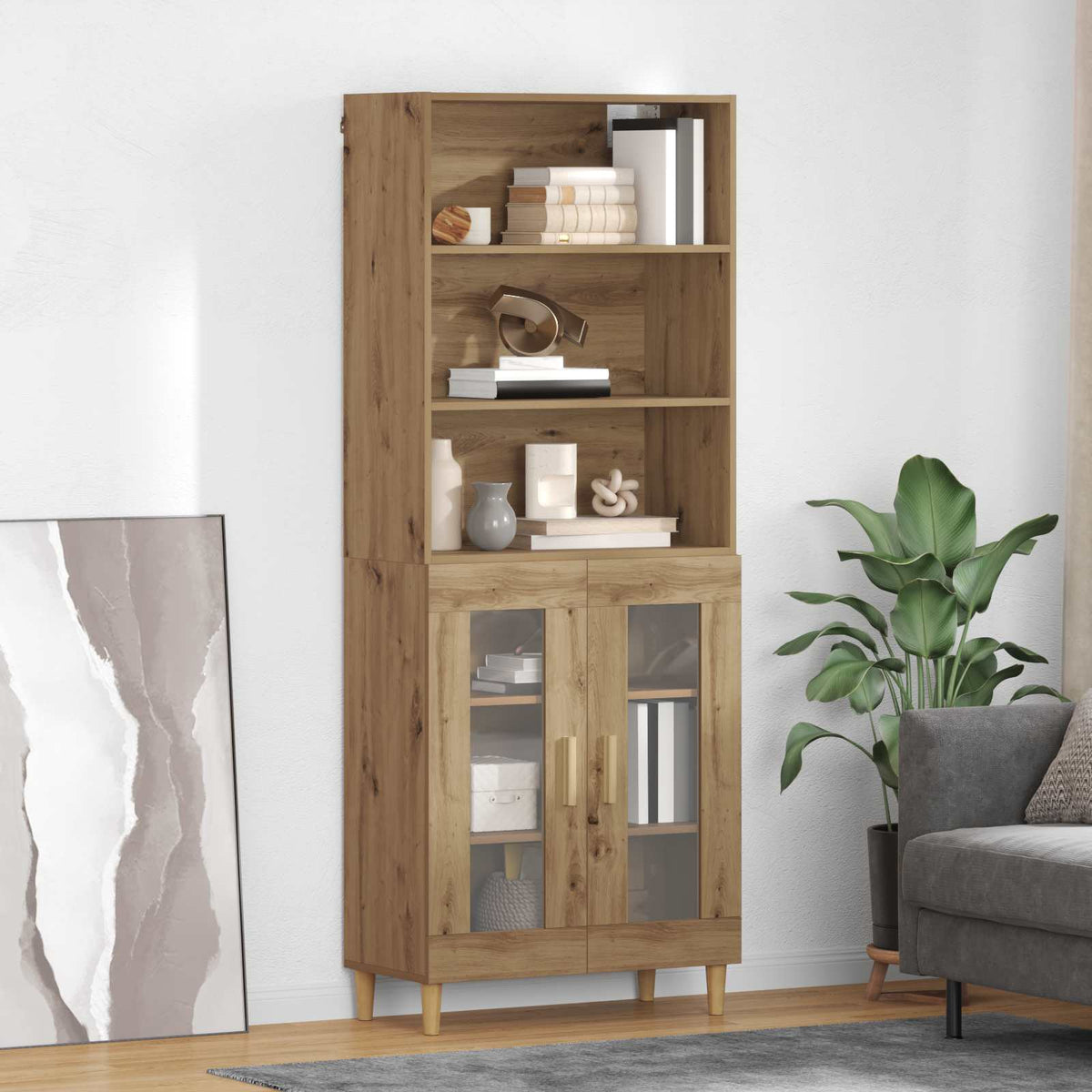 Hoge kast Artisan Eiken 69,5 x 32,5 x 180 cm Bewerkt hout is nu te koop bij PeponiXL, paradijselijk wonen!