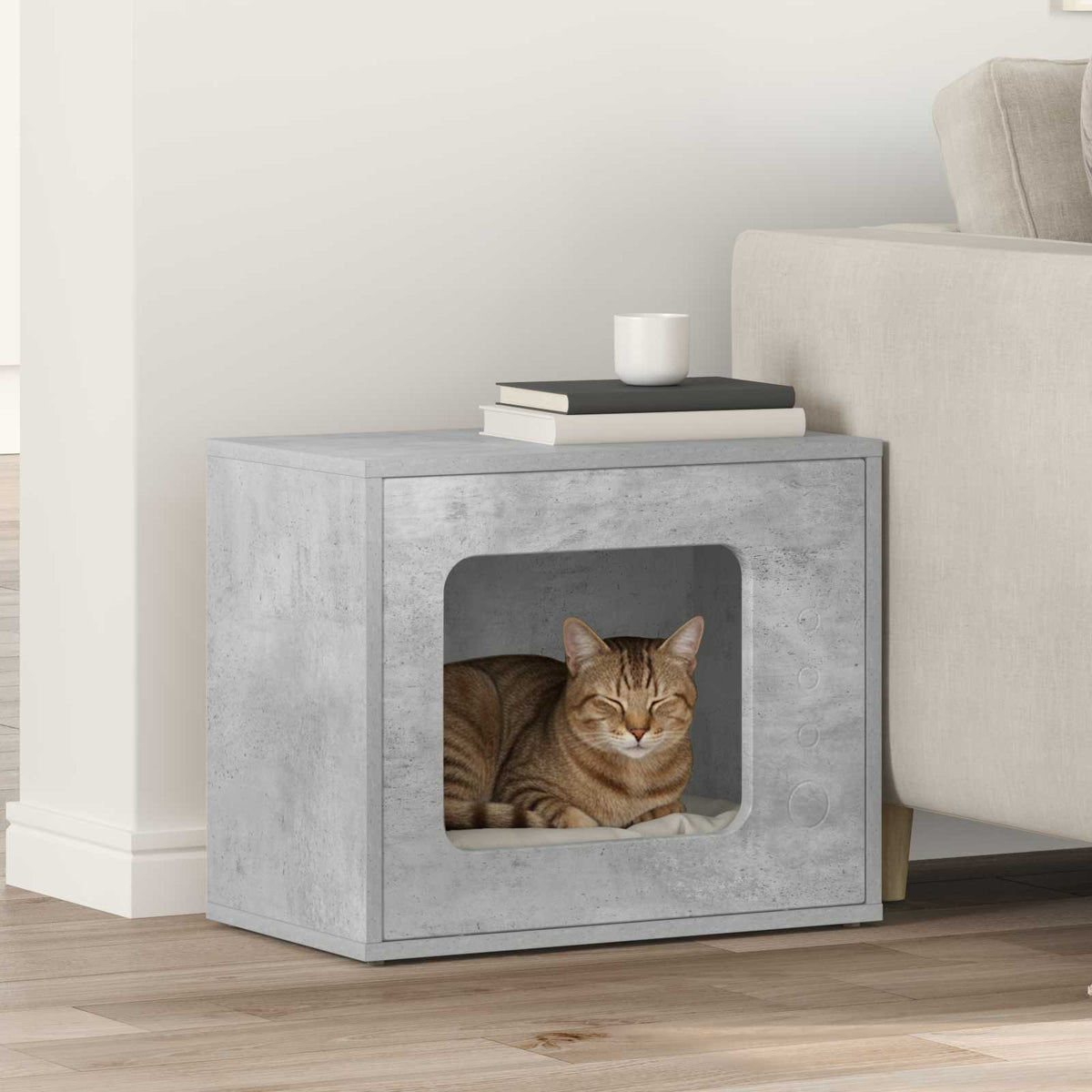 Kattenhuis Beton 51 x 30 x 42,5 cm Bewerkt hout is nu te koop bij PeponiXL, paradijselijk wonen!