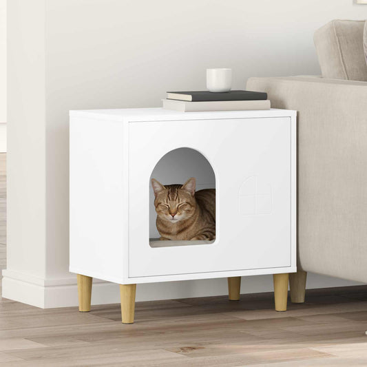 Kattenhuis Wit 51 x 30 x 52 cm Bewerkt hout is nu te koop bij PeponiXL, paradijselijk wonen!